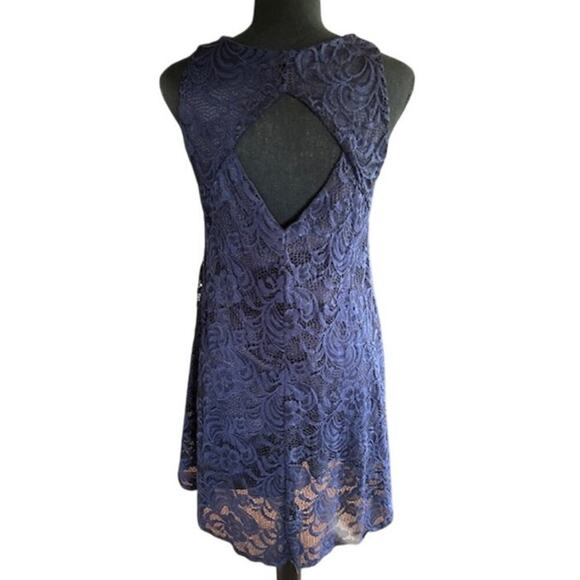 Altar'd State Navy Blue Lace Fit & Flare Dress Small USA Made - Picture 3 of 6